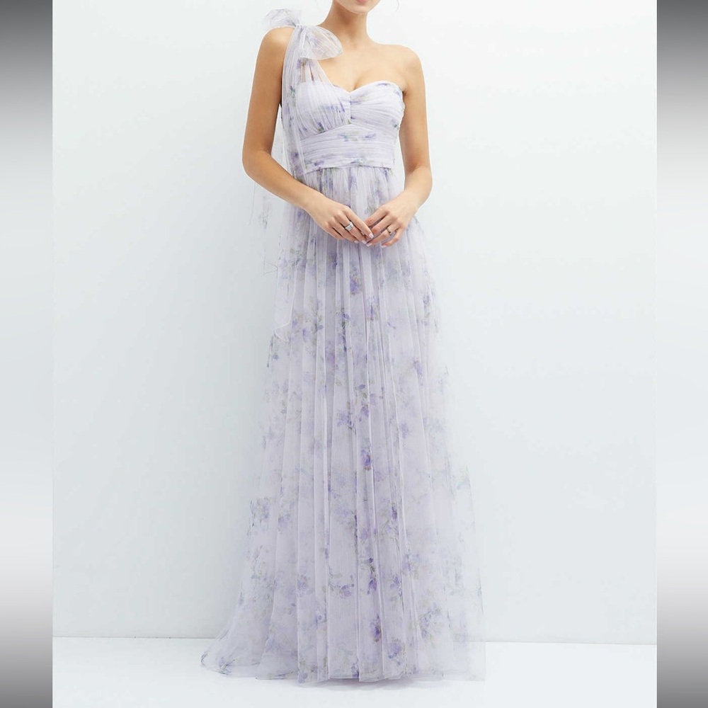 Dessy Collection Lavender Floral Maxi Dress Bridesmaid Dress